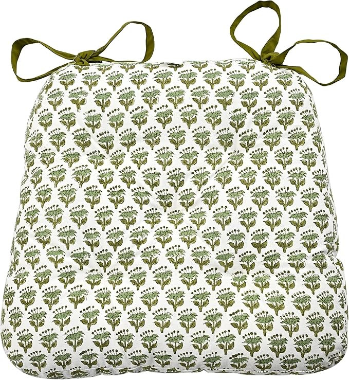 CPC Emerald Green Hand Block Printed Cotton Chair Cushions Set of 2,Reversible Outdoor/Indoor Cha... | Amazon (US)