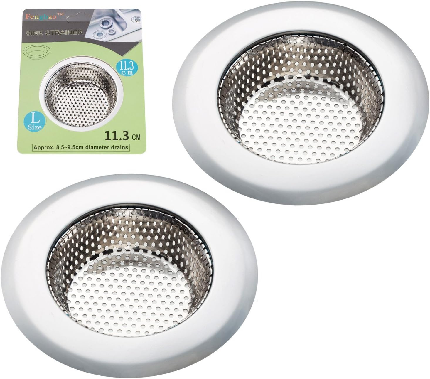 Fengbao 2PCS Kitchen Sink Strainer - Stainless Steel, Large Wide Rim 4.5" Diameter | Amazon (US)