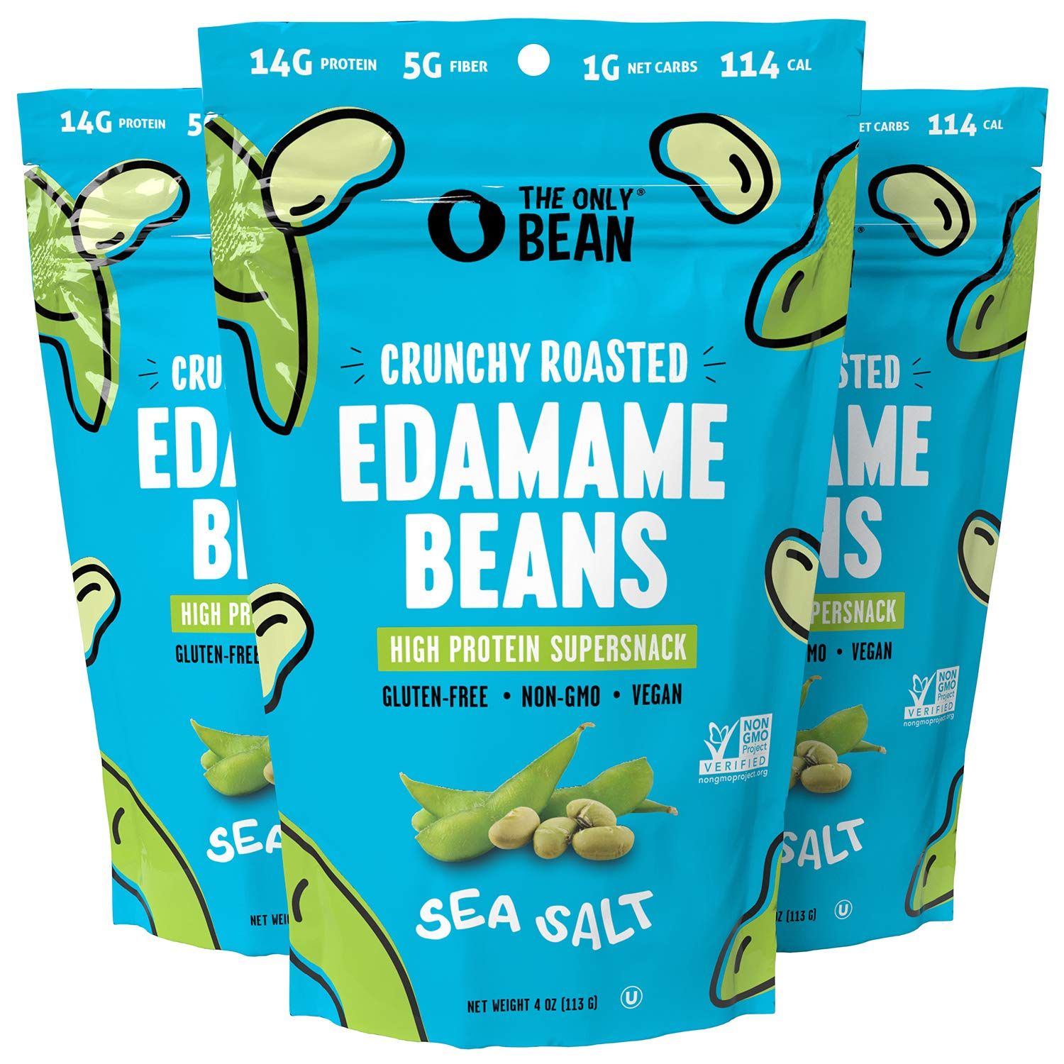 The Only Bean - Crunchy Roasted Edamame Beans (Sea Salt) - Keto Snacks (1g Net) - High Protein He... | Amazon (US)