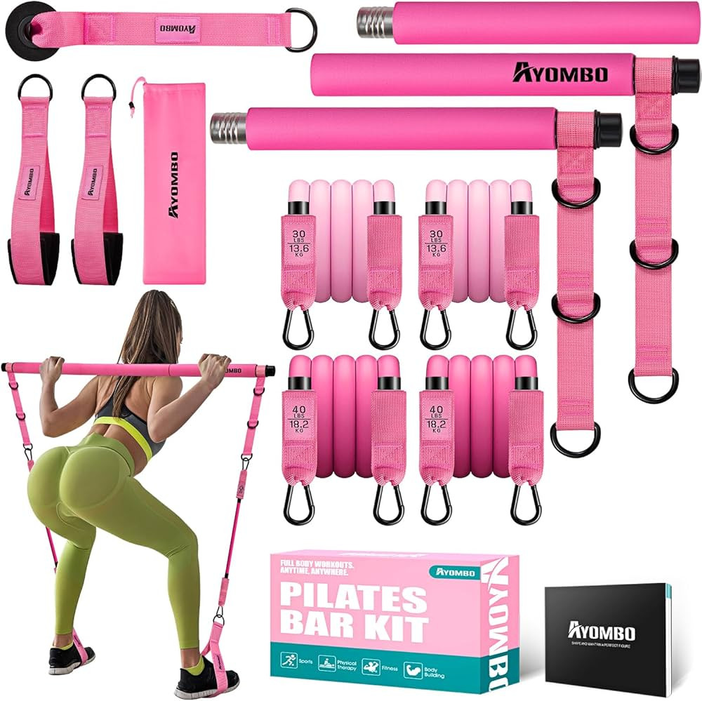 Pilates Bar Kit with Resistance Bands, Pilates Workout Equipment for Legs, Hip, Waist, Arm, Squat... | Amazon (US)