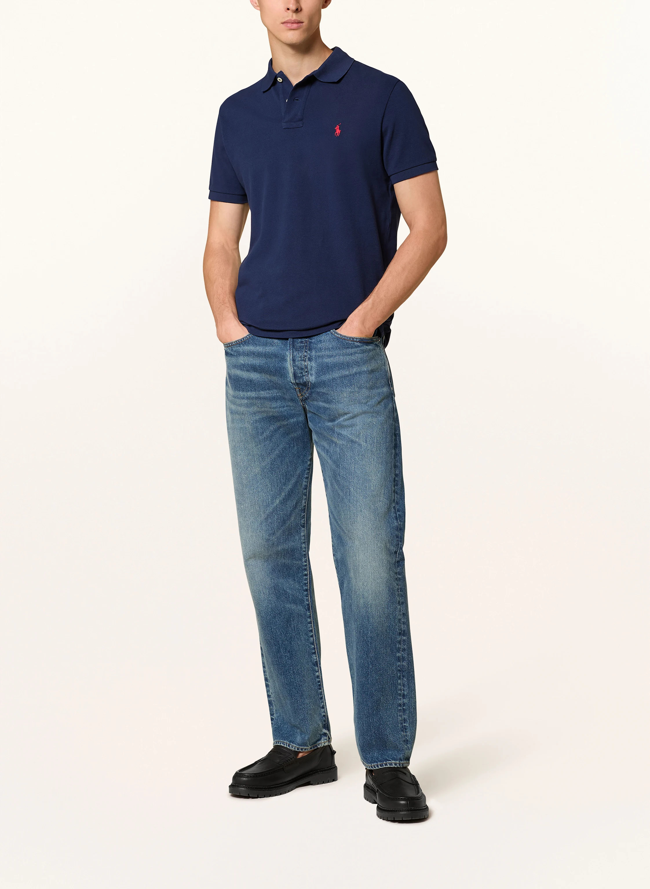 POLO RALPH LAUREN Piqu\u00e9-Poloshirt Custom Slim Fit in dunkelblau | Breuninger (DACH)