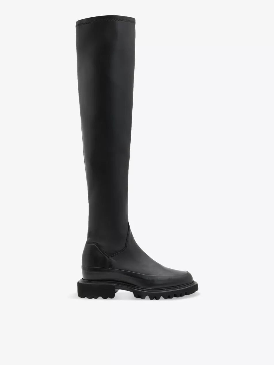 Leona chunky-sole flat leather over-the-knee boots | Selfridges