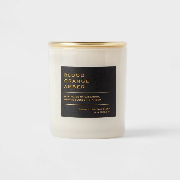 8oz Lidded Glass Jar Black Label Blood Orange Amber Candle - Threshold™ | Target