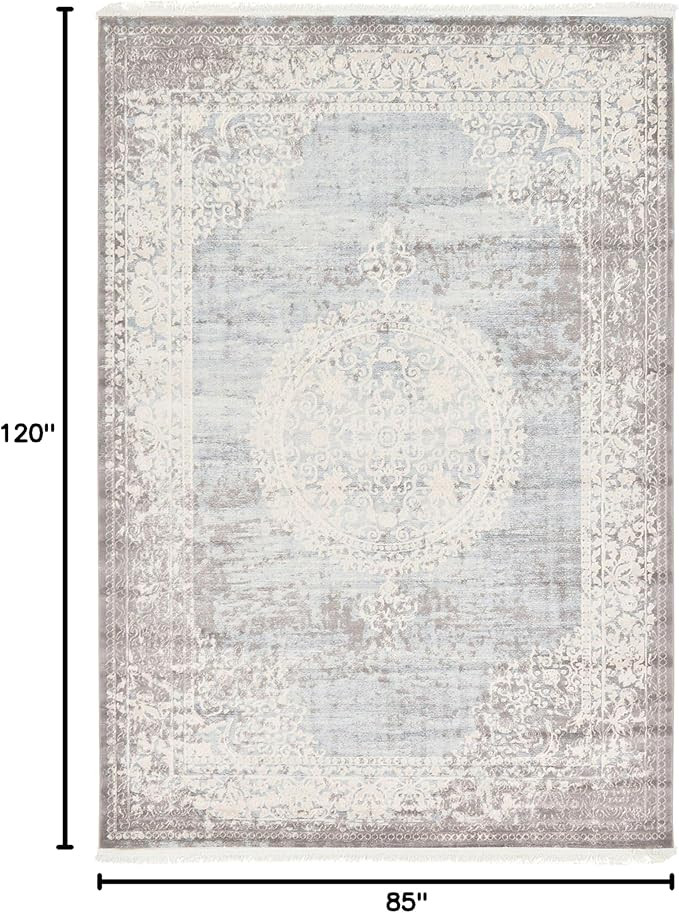 Unique Loom New Classical Collection Area Rug - Olwen (7' 1" x 10' Rectangle, Light Blue/ Ivory) | Amazon (US)
