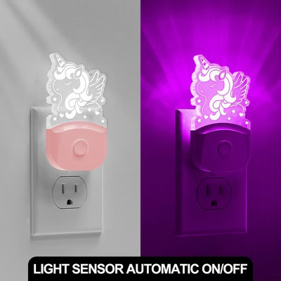 YANSUN 0.5-Watt Integrated LED Plug-In Unicorn Night Light, RGB and Warm White 3000K, Color Adjustable, Light Sensor, 1-Pack | Target