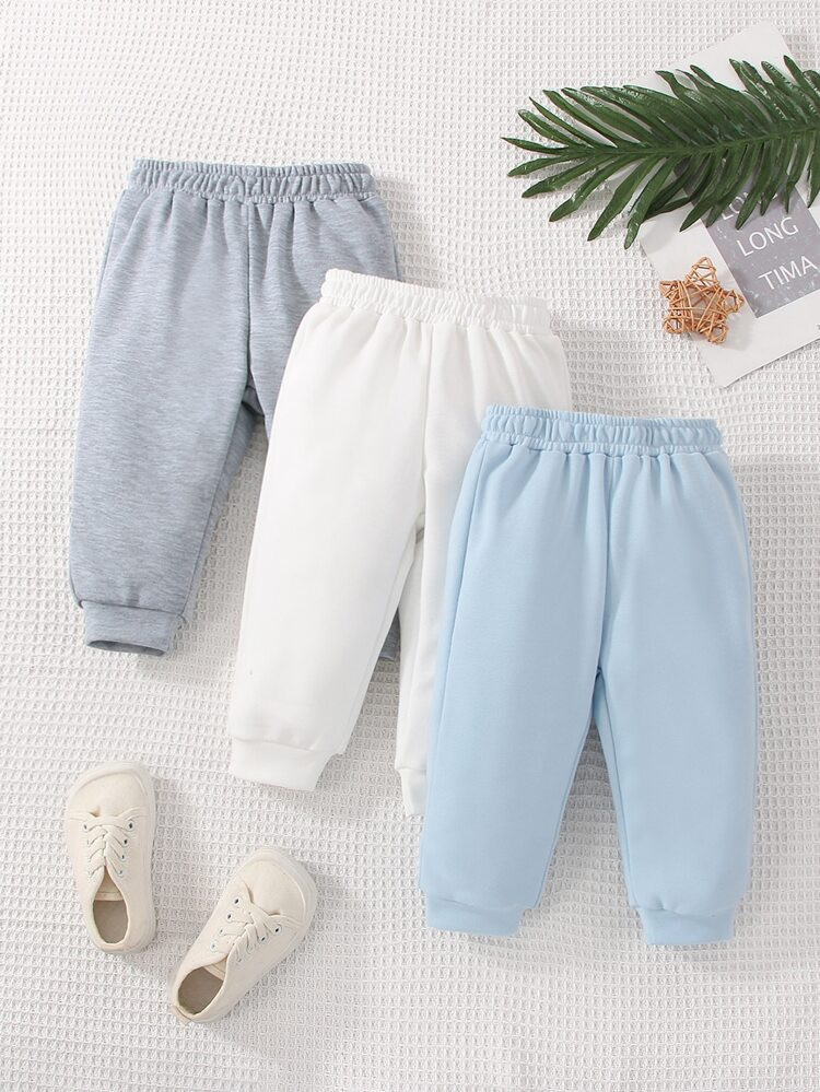 Baby 3pcs Solid Elastic Waist Sweatpants | SHEIN