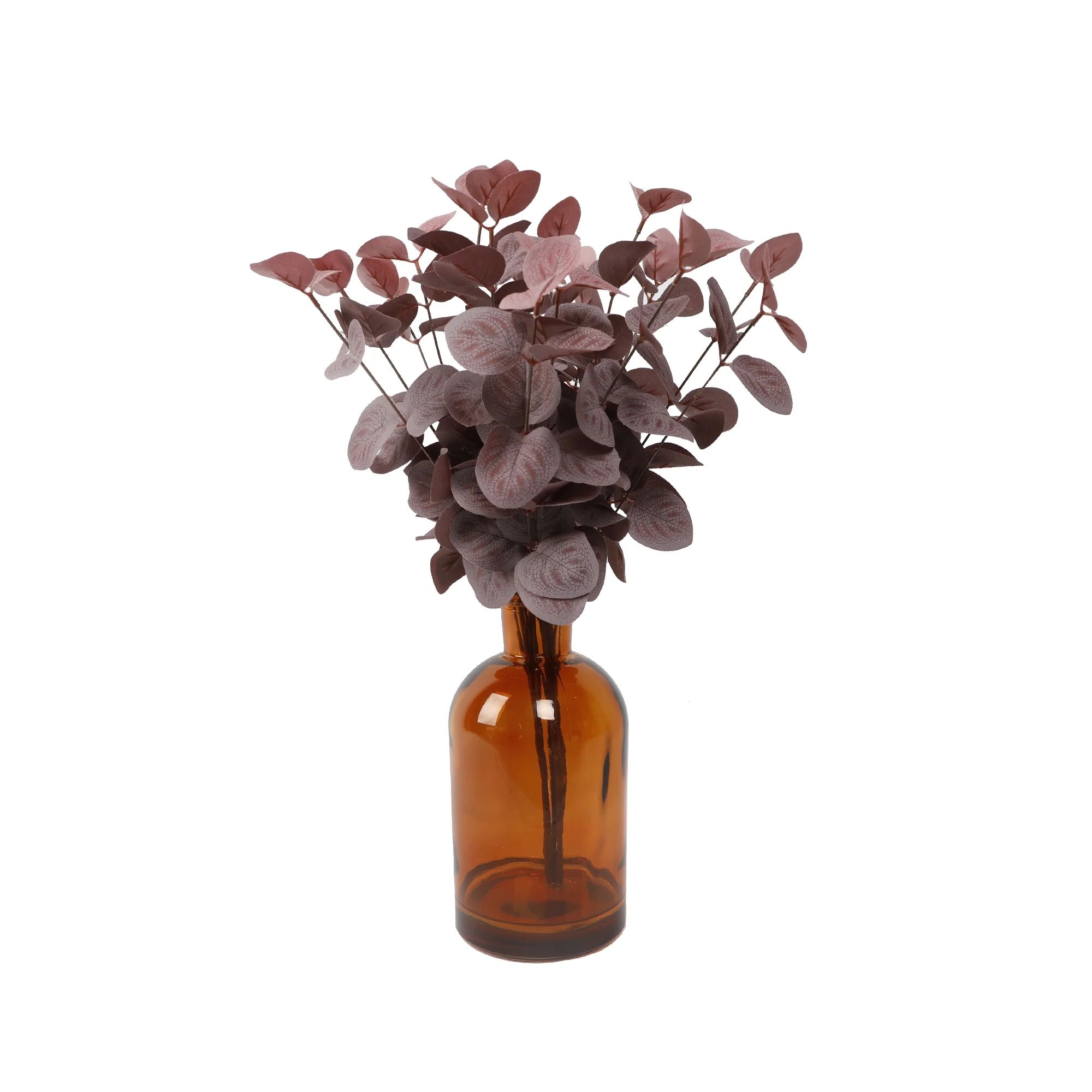 Flora Bunda 16.5" Artificial Fall Floral Arrangement in Brown Glass Vase for Tabletops - 1.3 lb. | Walmart (US)