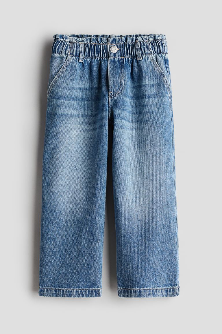 Wide Leg Paper-bag Jeans - Regular waist - Long - Denim blue - Kids | H&M US | H&M (US + CA)