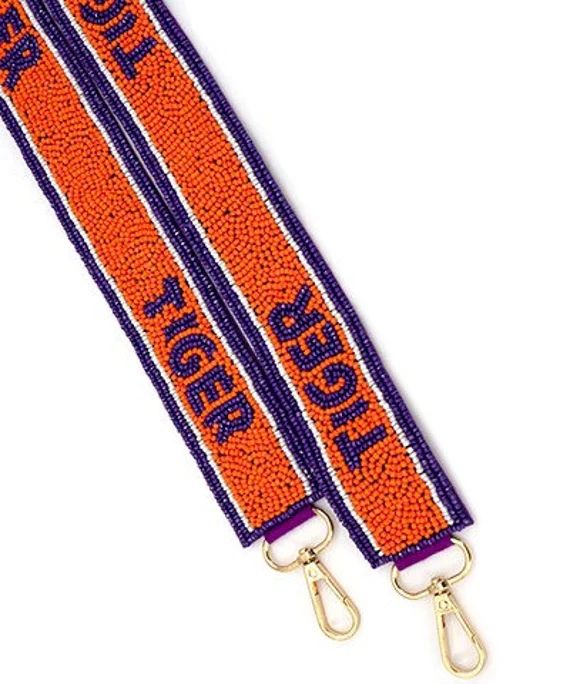 Beaded Purse Strap / Tiger / Yellow Purple Orange / LSU Clemson / Gold Hardware / Bag Shoulder St... | Etsy (US)