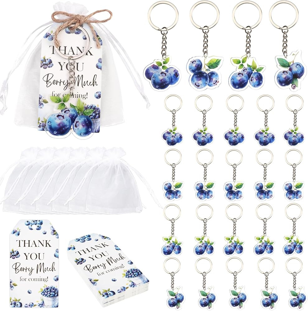 Serencatcher 24 Sets Blueberry Party Favors, Blueberry Baby Shower Decorations Keychains Thank Yo... | Amazon (US)