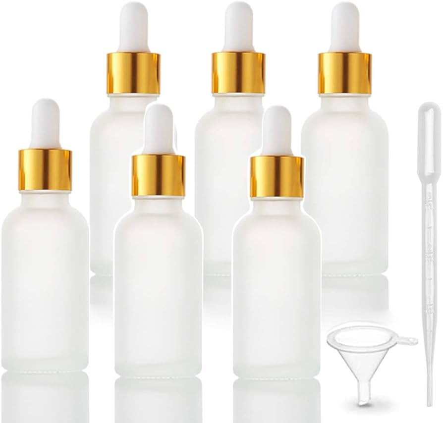 6 Pack,Frosted Glass Dropper Bottle for Essential Oils,Empty Glass Liquid Holder With Glass Eye D... | Amazon (US)