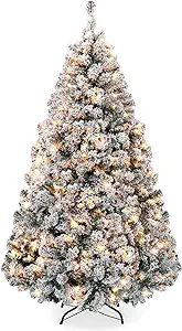 Best Choice Products 7.5ft Pre-Lit Snow Flocked Artificial Holiday Christmas Pine Tree for Home, ... | Amazon (US)