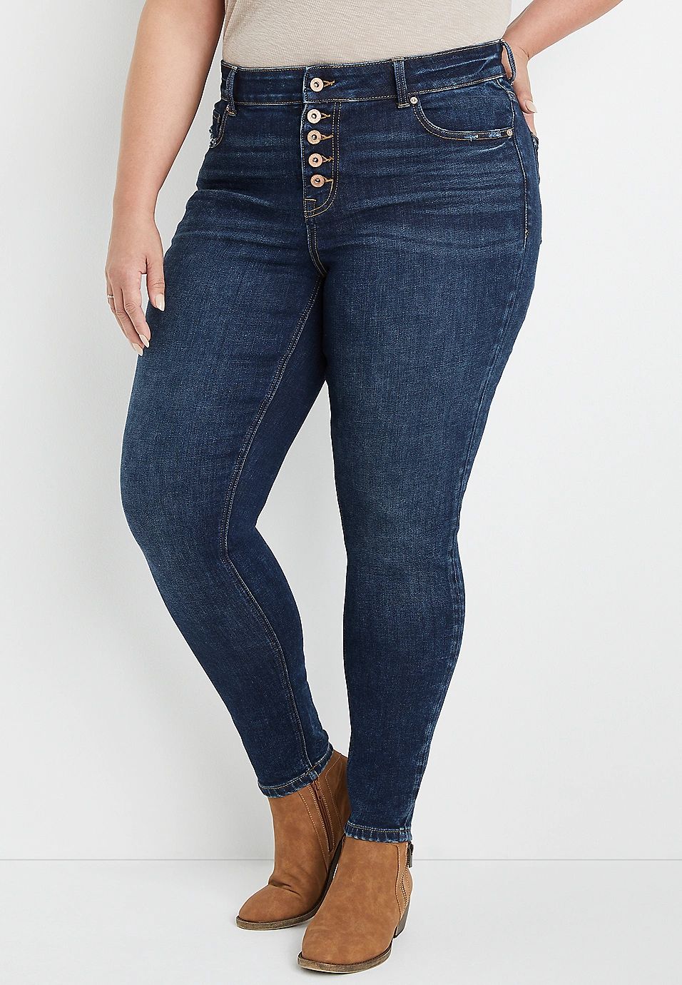 Plus Size edgely™ Super Skinny High Rise Button Fly Jean | Maurices
