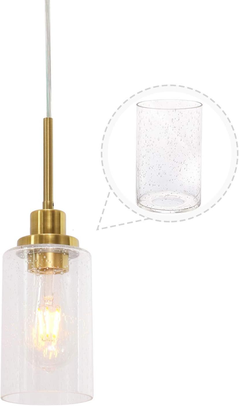 ANTANA One Light Chandeliers Modern Bubble Glass Pendant Lighting Brushed Brass Dining Room Light... | Amazon (US)