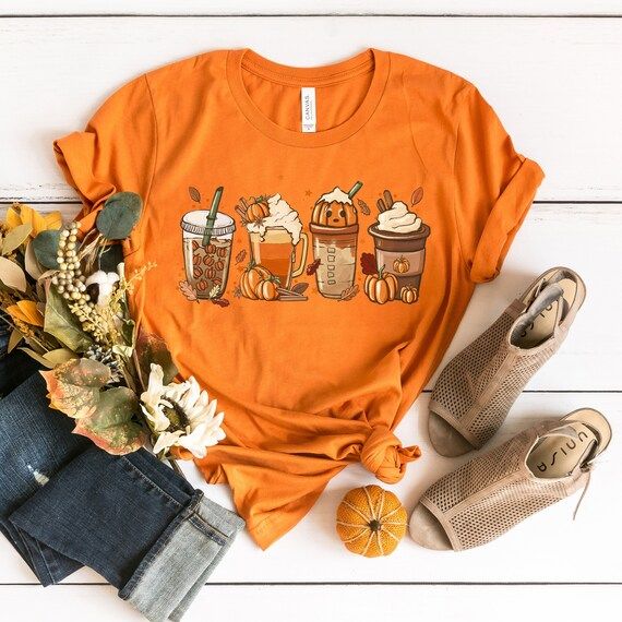 Fall Pumpkin Coffee Shirt, Fall Pumpkin T-Shirt, Thanksgiving Shirt, Fall Tshirt, Pumpkin Shirt, ... | Etsy (US)