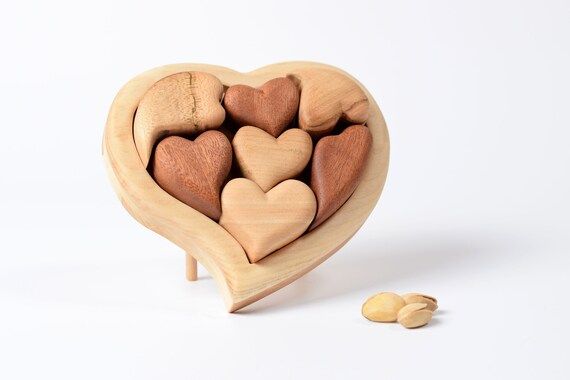 Wooden hearts, Valentine's handmade gift, wooden toy, wooden gift, wooden puzzle, wooden art deco... | Etsy (US)