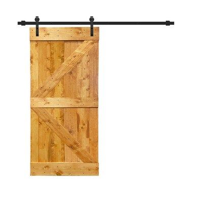 CALHOME  36-in x 84-in Colonial Maple 2-panel Solid Core Stained Pine Wood Single Barn Door (Har... | Lowe's