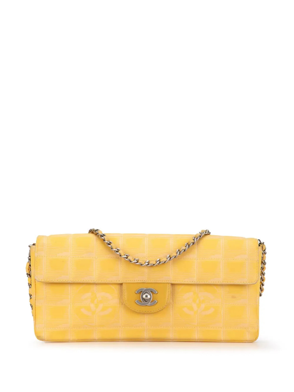 CHANEL Pre-Owned 2002-2003 New Travel Line Nylon East West Flap shoulder bag - Yellow | Farfetch Global