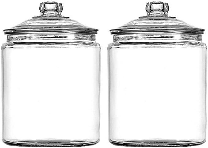 Anchor Hocking Heritage Hill 1 Gallon Glass Jar with Lid,Clear, Set of 2 | Amazon (US)