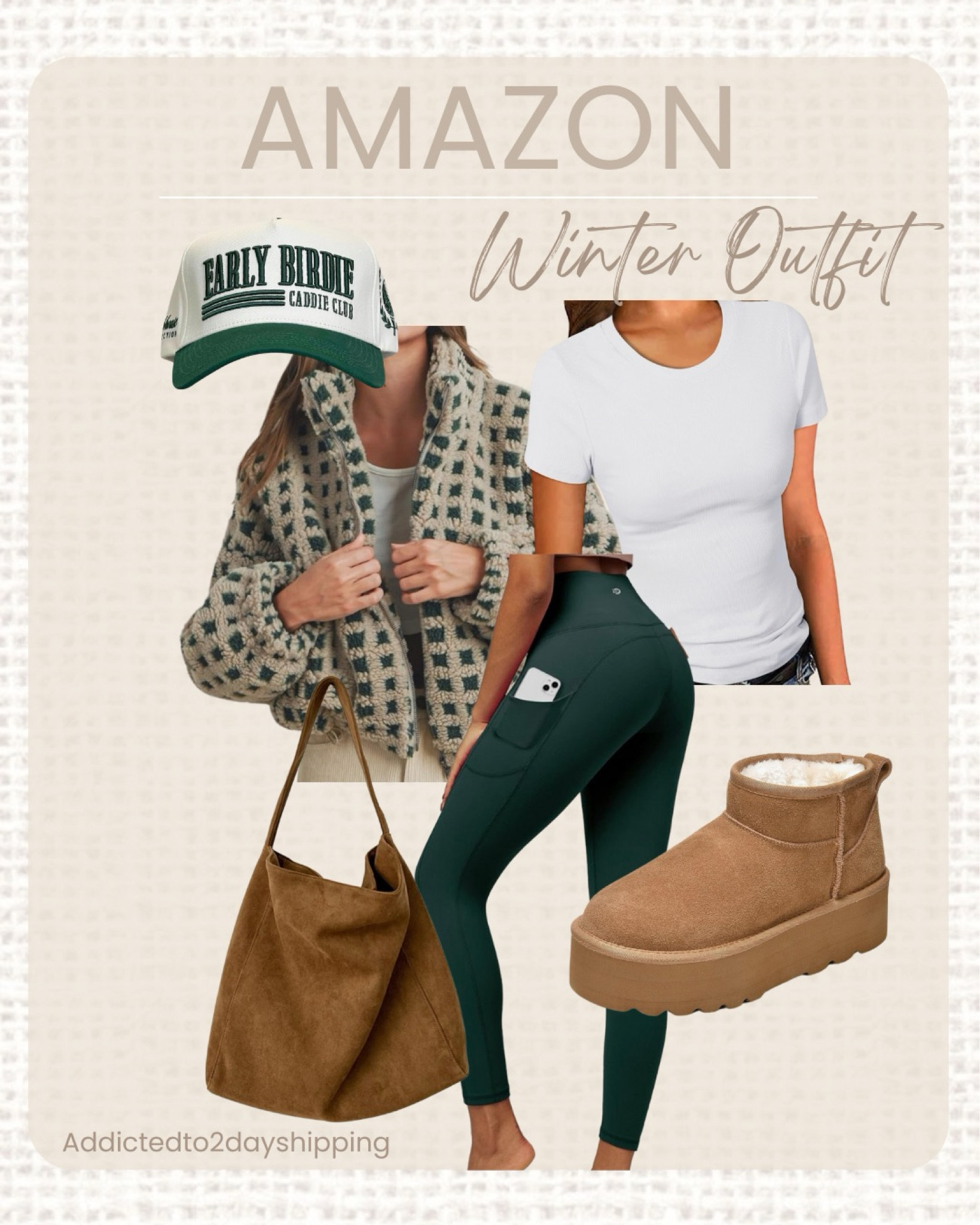 AMAZON- Winter Outfit 

I love this checkered zip up fleece jacket, I paired it with some leggings and a basic white fitted tshirt! Accessorized with a green and cream trucker hat, platform UGG boots and a suede shoulder bag! This is a great casual winter look but you look trendy and cute while being comfy!!



#LTKSeasonal #LTKFindsUnder100 #LTKStyleTip