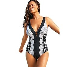 Swimsuits For All Women's Plus Size Deep V-Neck One Piece Swimsuit | Amazon (US)