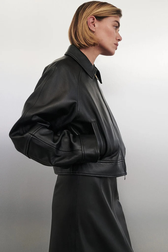 FREYA BLACK CROPPED LEATHER JACKET | DISSH