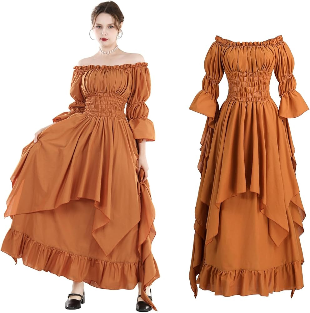 NSPSTT Victorian Dress Renaissance Costume Women Gothic Witch Dress Medieval Wedding Dress | Amazon (US)