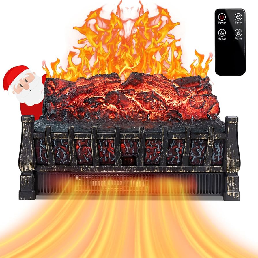 LifePlus Electric Fireplace Logs Heater, Fireplace Insert Heater with Remote Control, Realistic F... | Amazon (US)