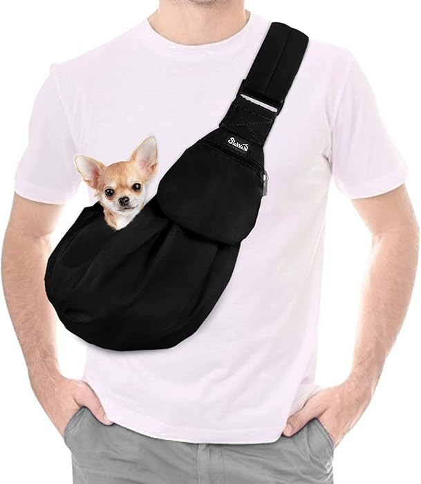 Lukovee Pet Sling, Hand Free Dog Sling Carrier Adjustable Padded Strap Tote Bag Breathable Cotton... | Amazon (US)