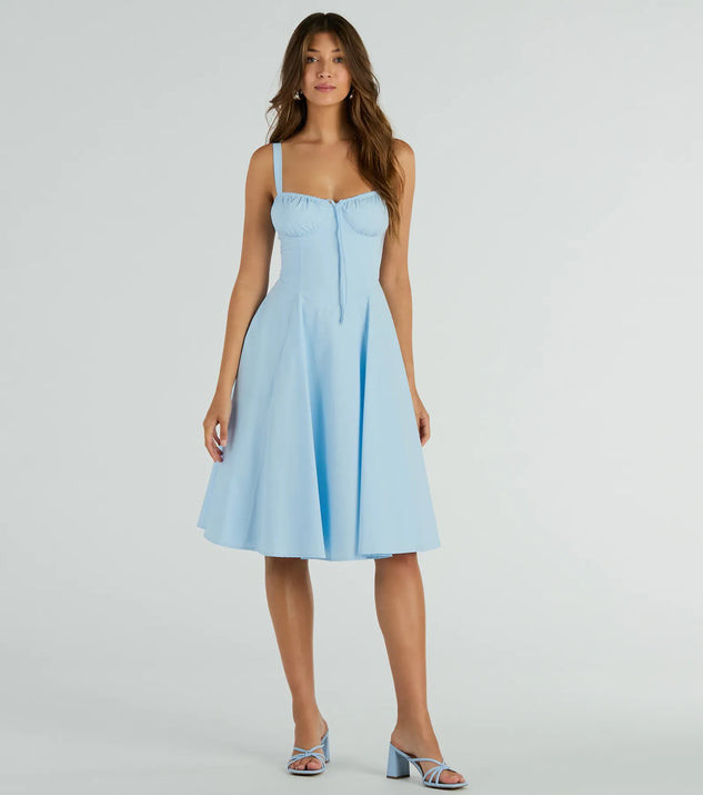 Picturesque Cutie Corset Lace-Up A-Line Midi Dress | Windsor Stores