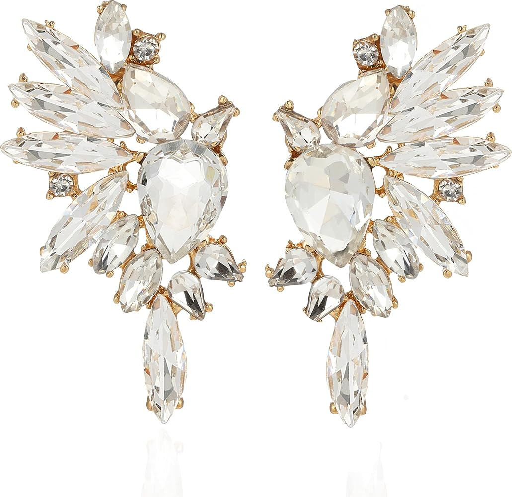 VANGETIMI Vintage Rhinestone Statement Earrings for Women Fashion Bling Colorful Crystal Cluster ... | Amazon (US)