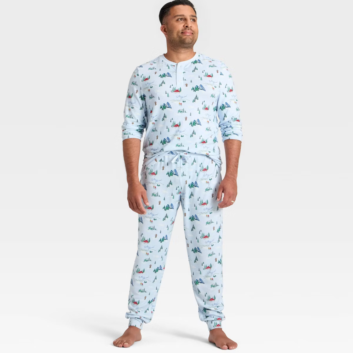 Men's "Tis the Ski-son!" Cozy Knit Holiday Matching Family Pajama Pants - Wondershop™ Blue L | Target