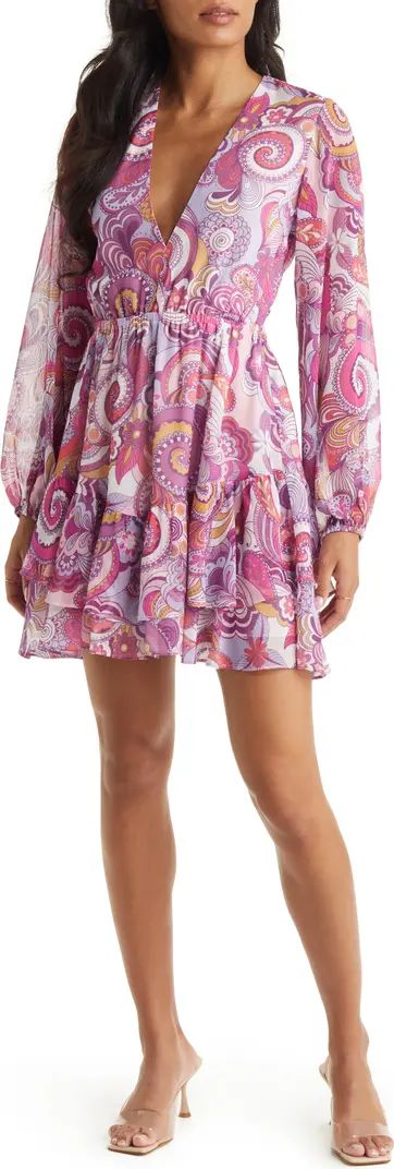 VICI Collection Paisley Long Sleeve Babydoll Dress | Nordstrom | Nordstrom