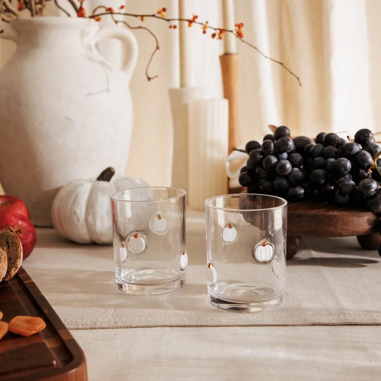 Thyme & Table 12 fl oz White Pumpkin Charm Glass Set, Pack of 2 | Walmart (US)