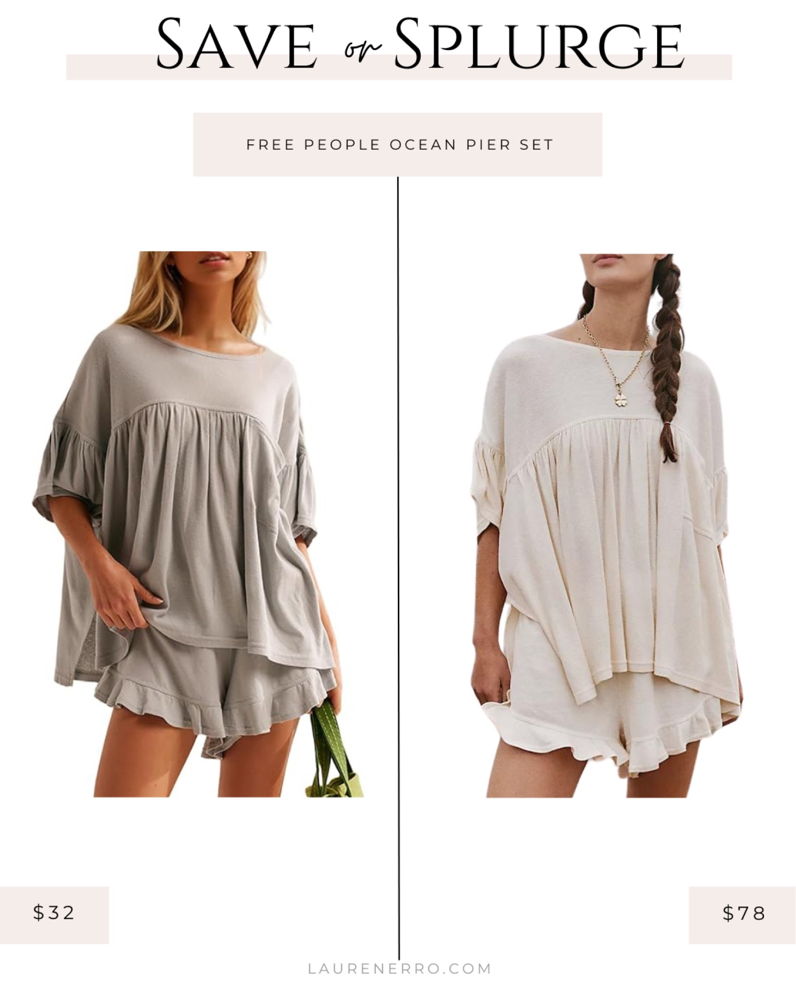 Save or splurge on this Free People Ocean Pier set lookalike on Amazon!
.
.
.
Free People dupe, dupes, alternative, set, two piece set, babydoll top, oversized tee, ruffle shorts

#LTKFindsUnder50 #LTKStyleTip #LTKMidsize