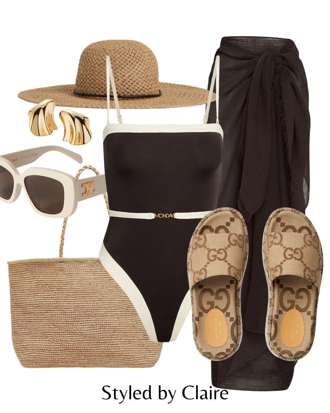 This swimsuit & no tan lines🙋🏽‍♀️❤️‍🔥
Tags: Mondays swimwear espresso brown neutral two tone sarong tie Gucci sandals sliders raffia bag tote beach club Dubai st tropez Cannes Ibiza hat sunglasses fashion summer inspo outfit ideas beachwear bikini 

#LTKswimwear #LTKstyletip #LTKsummer