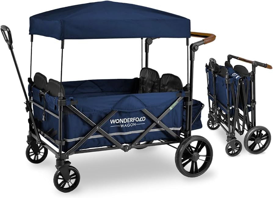 WONDERFOLD X4 Push & Pull Quad Stroller Wagon (4 Seater) Featuring Seats with 5-Point Harnesses, ... | Amazon (US)