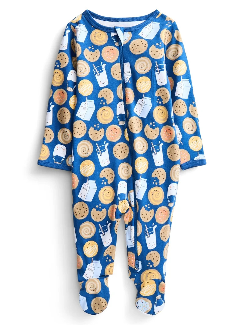 Wonder Nation Baby Boys or Girls Zip Front Footed Pajamas, Sizes Preemieie-6/9 Months | Walmart (US)