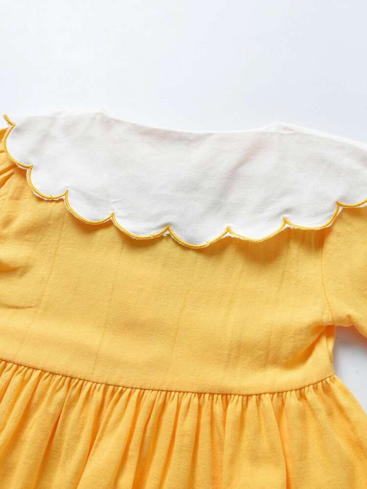 Toddler Girls Peter Pan Collar Half Button Smock Dress | SHEIN