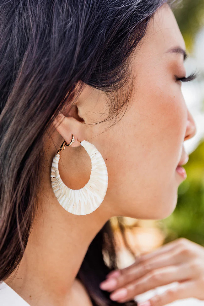 Island Cove Multi Neutral Straw Hoops | Pink Lily