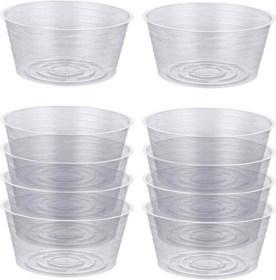 Idyllize 10 Pieces of 8 Inch Clear Thin Deep Plastic Plant Saucer Drip Tray for Pots (8'') | Amazon (US)