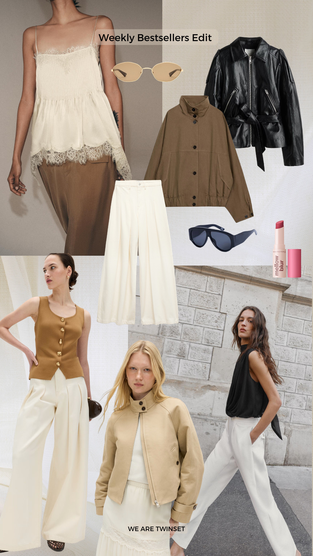 This Weeks Top Sellers Edit
Spring Outfit Inspo, Spring Colours, Faux Leather Jacket, Sunnies, Lace Top Cream, White Trousers 

 #LTKuk #LTKspring #LTKeurope