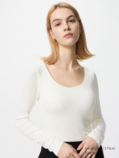 HEATTECH Extra Warm Ribbed Scoop Neck Bra T-Shirt (Long Sleeve) | UNIQLO (UK)