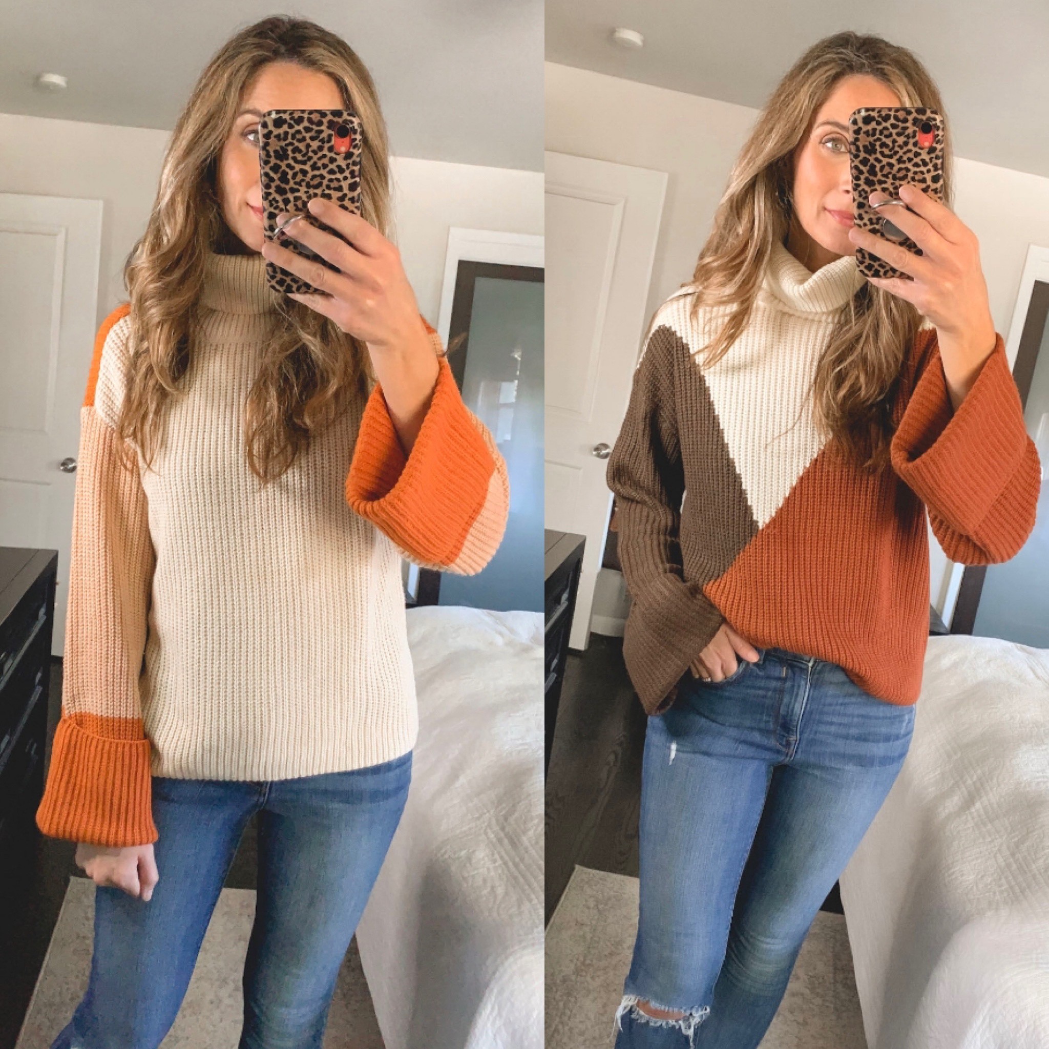 Amazon sweaters. I sized up to a medium
Great quality!!

Colorblock sweaters, turtleneck sweaters, fall outfit, family photo outfit, thanksgiving outfit 

#LTKunder100 #LTKunder50 #LTKSeasonal