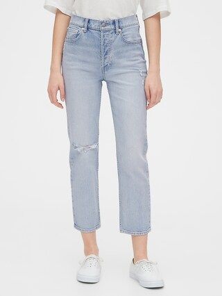 High Rise Distressed Cheeky Straight Jeans | Gap (US)