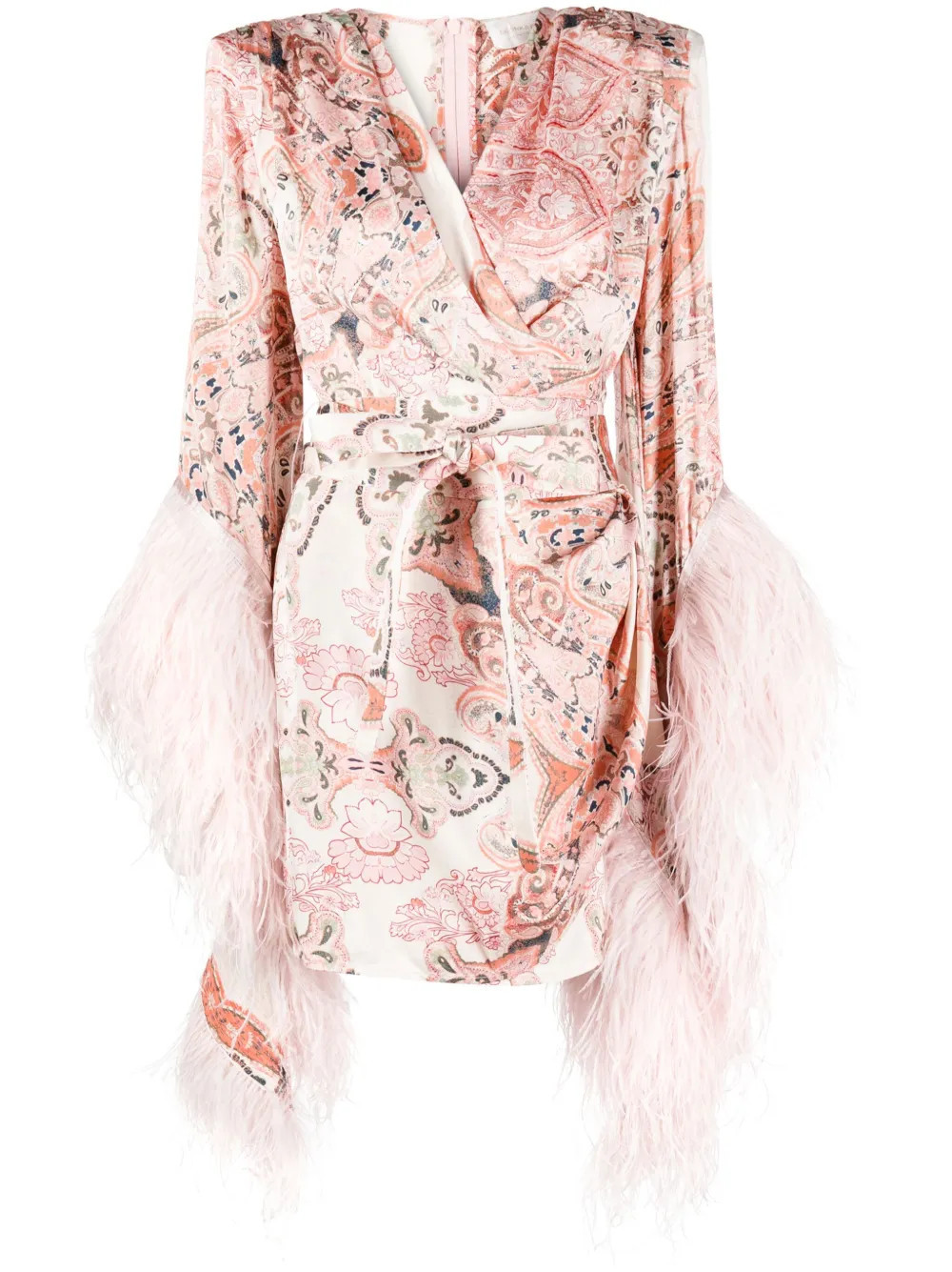 Bronx and Banco Geisha paisley-print feather-detail minidress - Pink | Farfetch Global