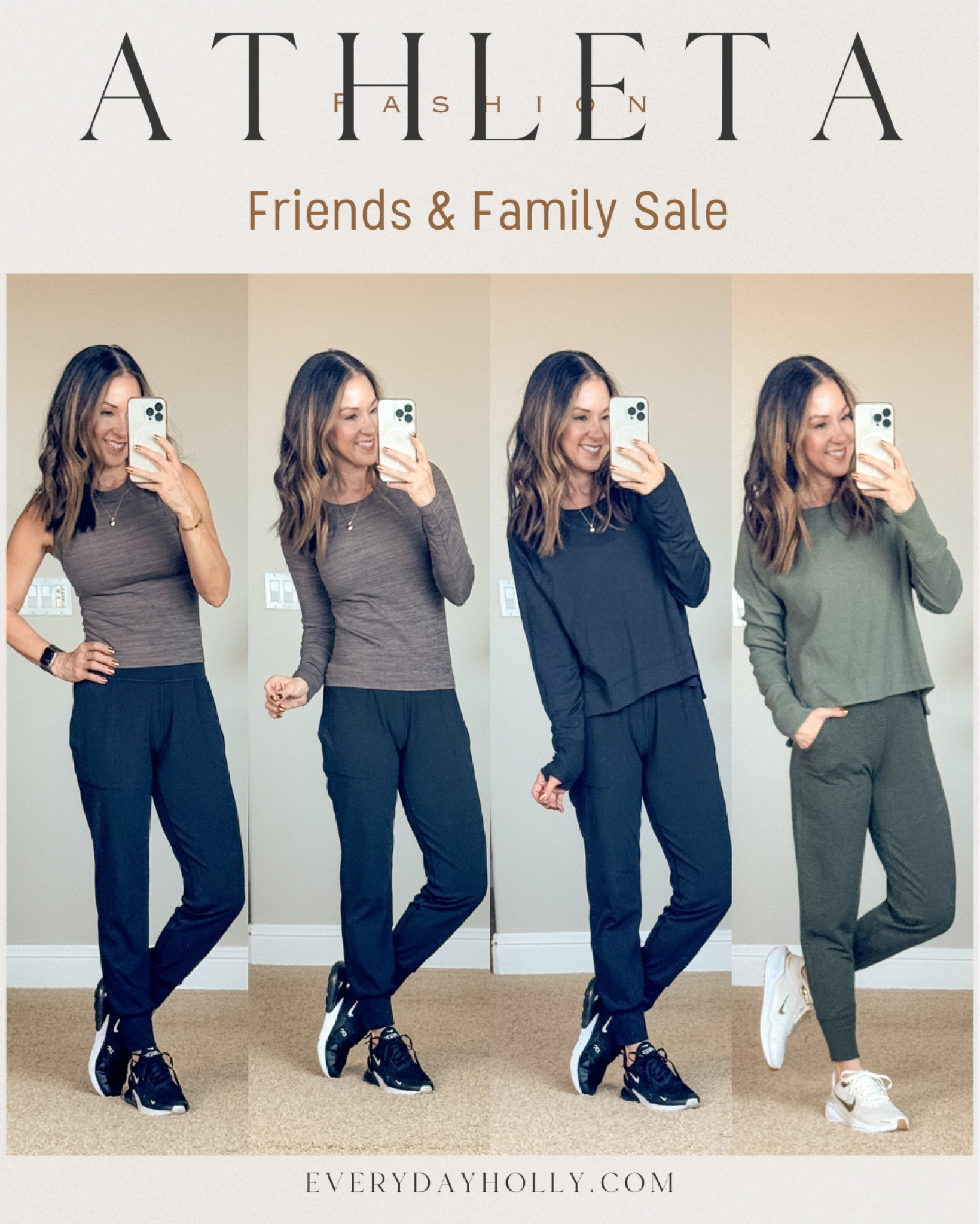 @Athleta Friends & Family Sale! Save 25% until 10/1
 #sponsored 
All of these are on sale and favorites of mine! Joggers & sweatshirt come in petite regular and tall length!
For reference: I’m 5’1”, 109lbs
Renew Muscle Tank & crewneck Tee : small in Pyrite Heather & black
Coaster Luxe Joggers : XXS Petite in Aspen Olive Heather 
Salutation High Rise Joggers : XS Petite in black
Coaster luxe sweatshirt XS petite

joggers  fashion  athletic  tank top  muscle tank  casual  lounge  EverydayHolly 
#athleta


#LTKFitness #LTKSaleAlert #LTKActive