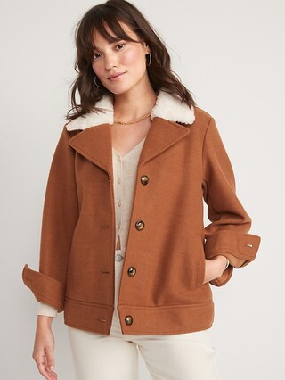 Soft-Brushed Sherpa-Trim Jacket for Women | Old Navy (US)