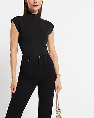 Body Contour Mock Neck Cap Sleeve Back Cutout Sweater | Express