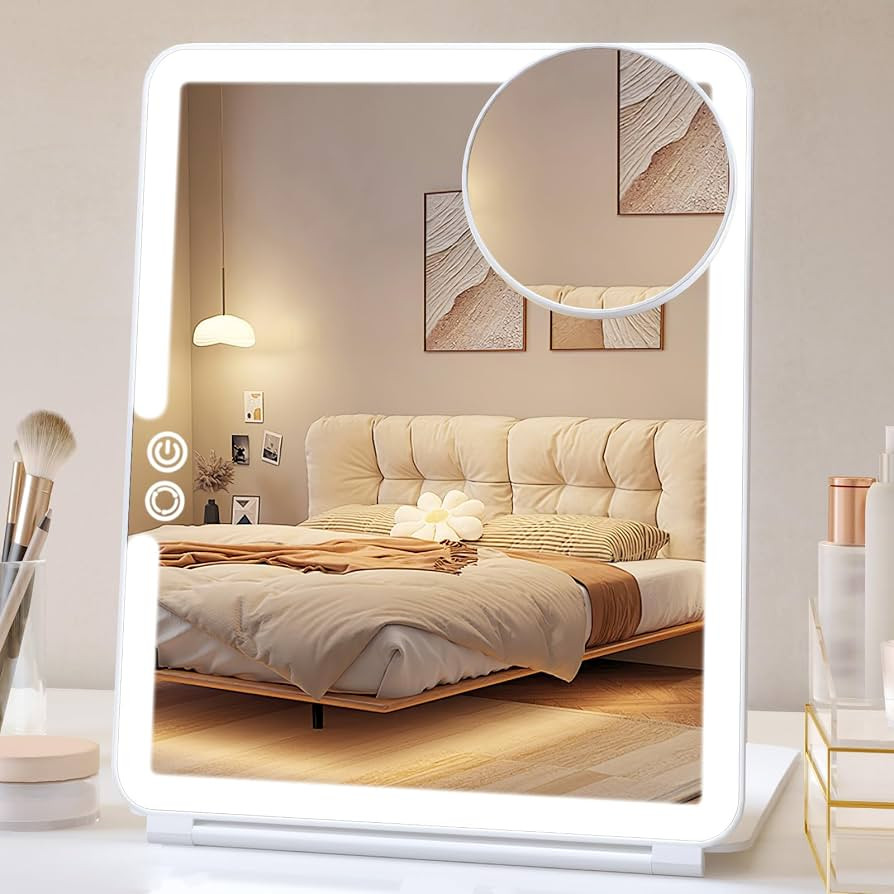 FUNTOUCH 2500mAh Rechargeable Large Travel Makeup Mirror with Lights | Amazon (US)
